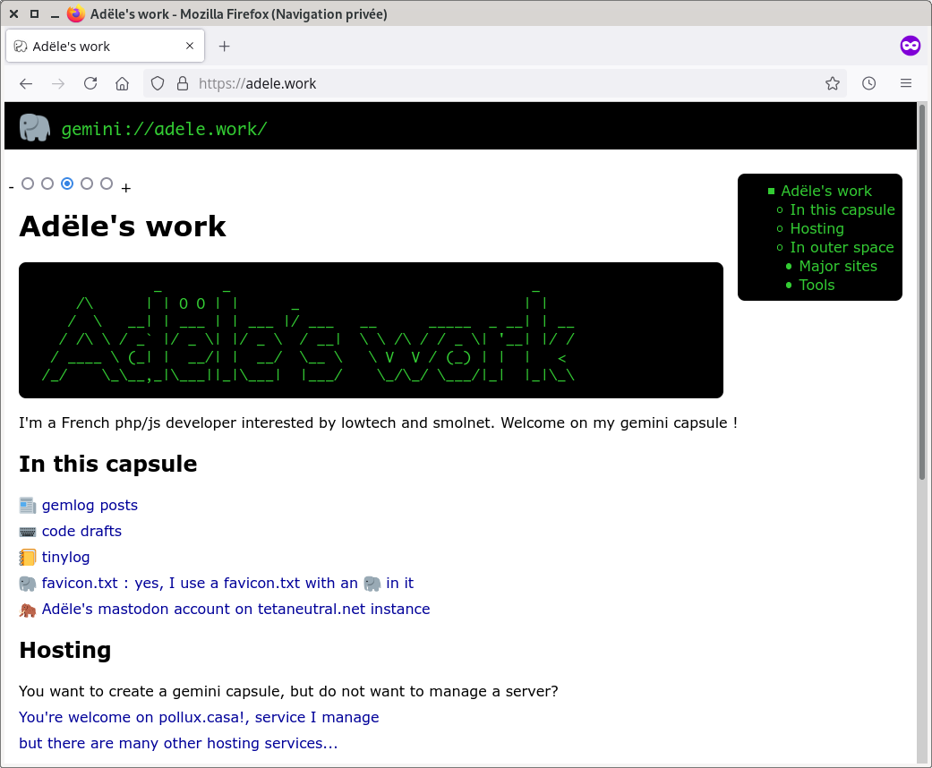 Screenshot of a web browser using ergol-http