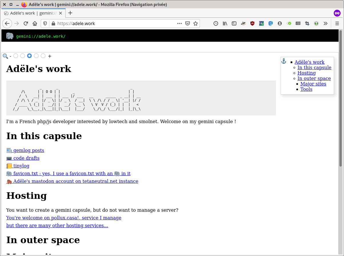 Screenshot of a web browser using ergol-http